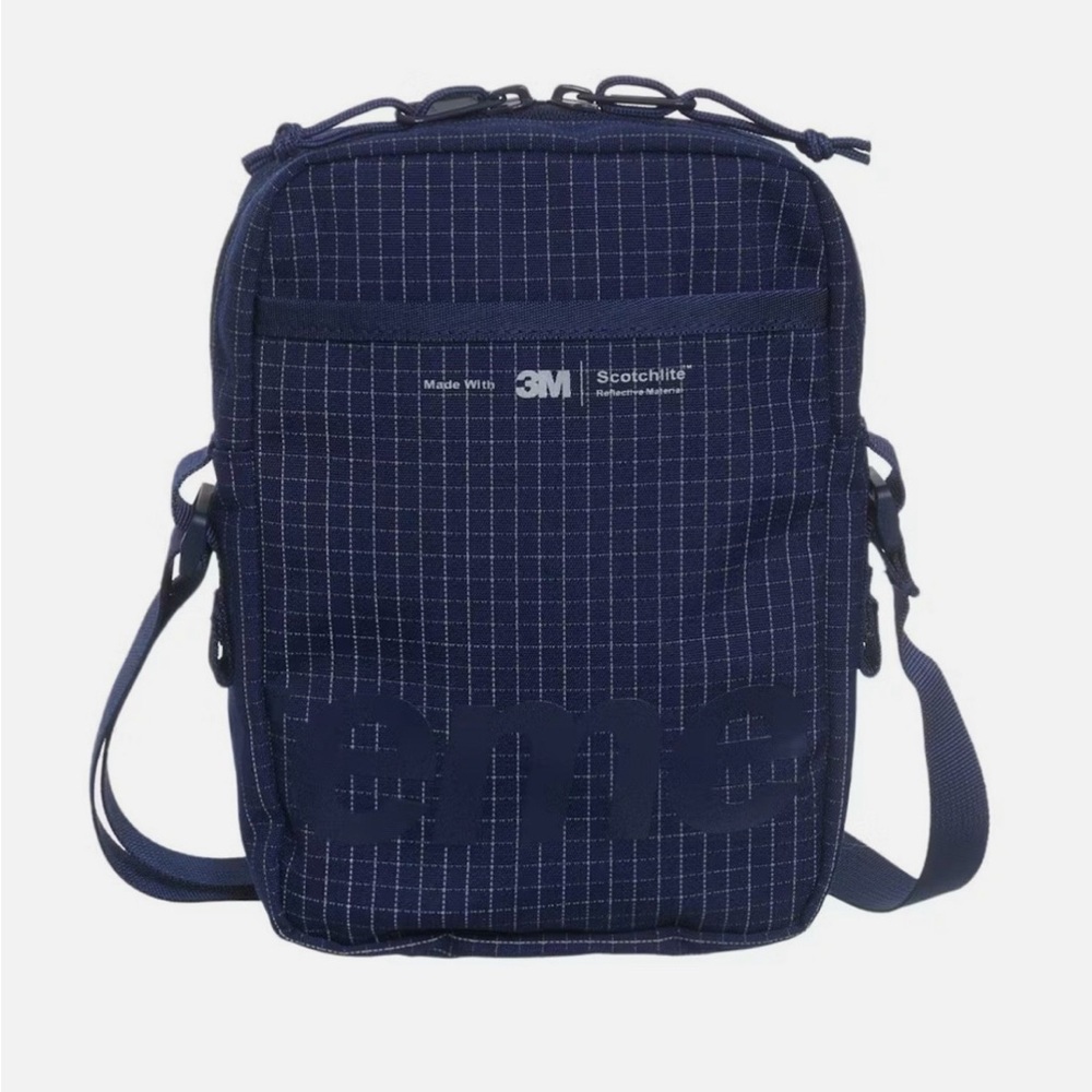 Supreme Navy Reflective Grid Pattern Shoulder Bag - image 2